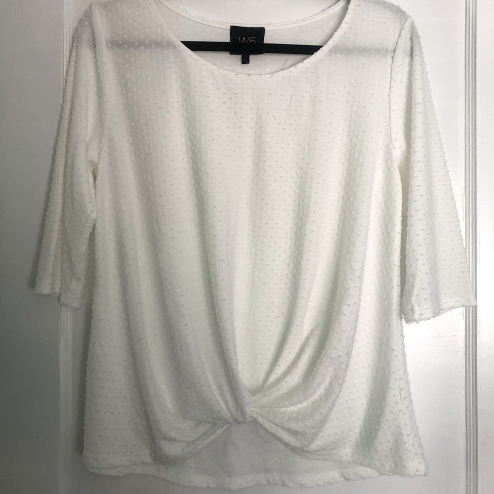 W5 3/4 Sleeve Top with Knot Tie Detail